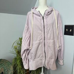We The Free Camden Lilac Oversized Zip Up Hoodie Sweatshirt Womens Size Large